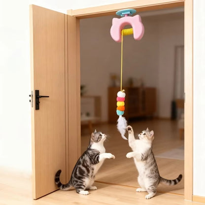 Dual Action Automatic String & Feather Toy for Cats