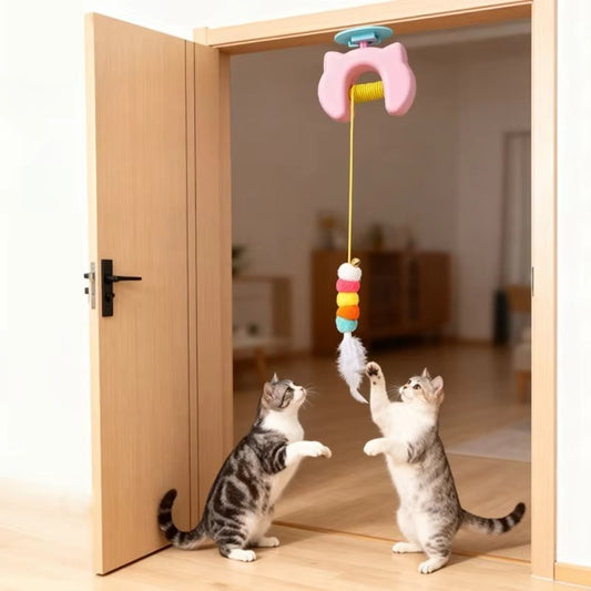 Dual Action Automatic String & Feather Toy for Cats