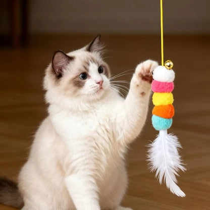 Dual Action Automatic String & Feather Toy for Cats