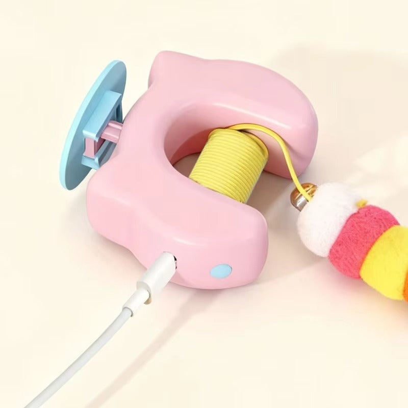 Dual Action Automatic String & Feather Toy for Cats