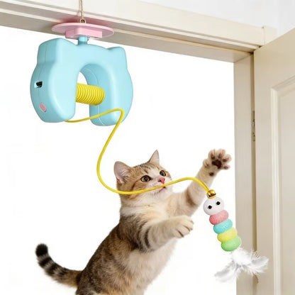 Dual Action Automatic String & Feather Toy for Cats